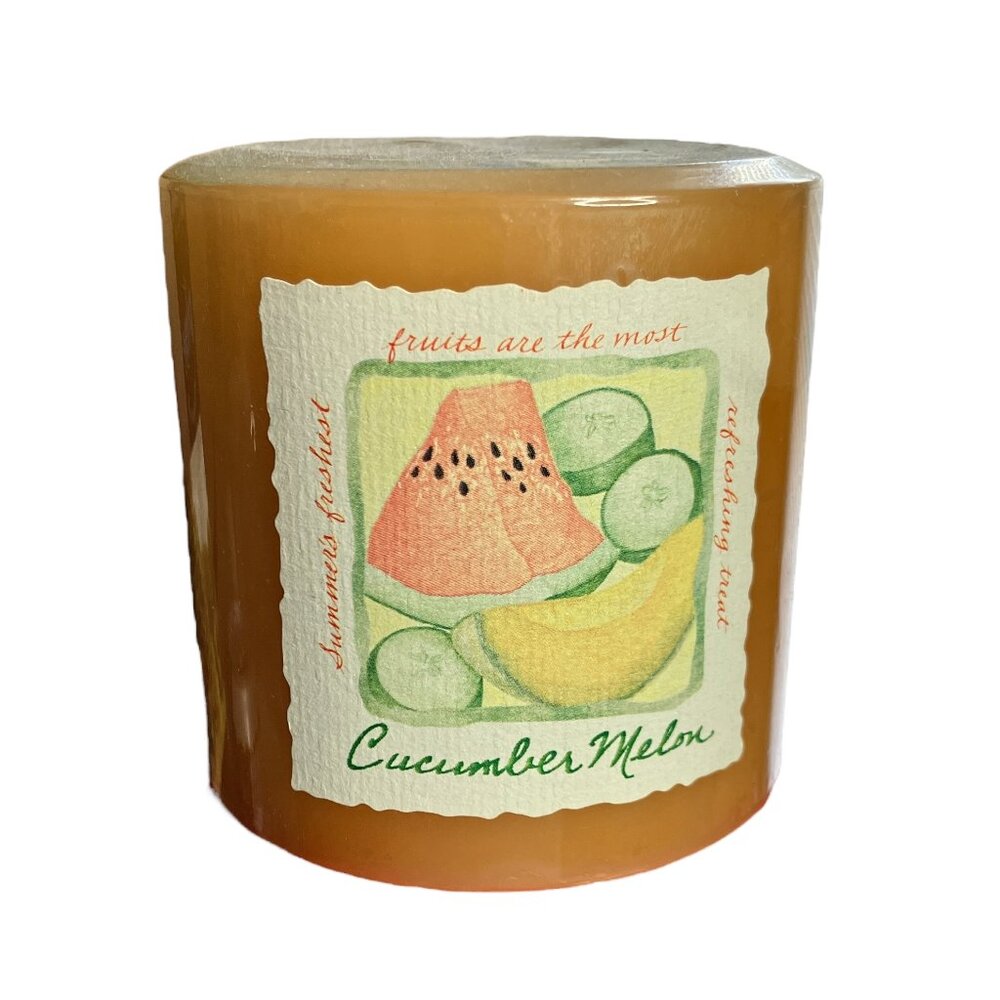 NOS 90s Bath & Body Works Cucumber Melon Pillar Candle Single Wick White Barn - Picture 1 of 3
